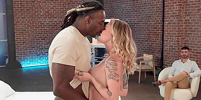 Tiny Hotwife Holds Hubbys Hand While She Devours Monster Bbc