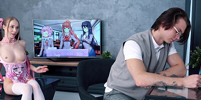 Stepsister Gamer Girl Gets Creampie from Nerd Stepbrother