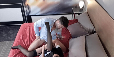 Cleaning sexy lady of hotel fucks with the client with huge dick