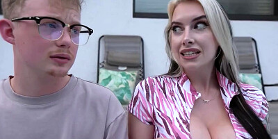 My Stepson Stares At My Big Tits And His Cock Gets Hard