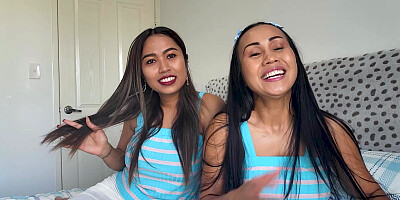 Asian lesbian MILF babes Joon Mali and Anda strapon fucking