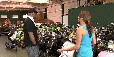 Petite Danica Dillan getting dp fucked by three black men