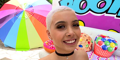 Adorable Ebony teen has her tight anus enlarged with ramrod