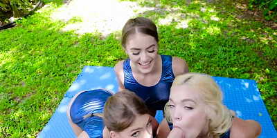 Tight minxes are rammed hard by the same guy simultaneously