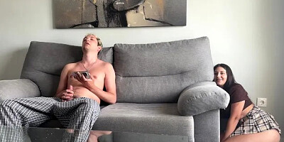 I Just Wanted Prank My Step Brother... but He Start Jerk off on the Couch Thi...