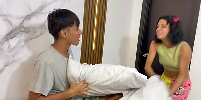 An Innocent Stepsibling Game Ends with a Cumshot on Her Ass.