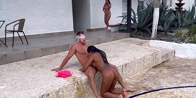 Suprises Him With A Blindfold And A Threeway