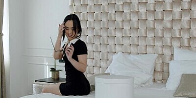 Cute Japanese babe tries white cock during lesson