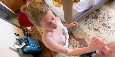 Amateur cuckold wife tied to pole, used fucked and treated like a slut