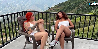 TWO LATINAS, A REDHEAD AND ANOTHER BRUNETTE GET HORNY AND END UP PUTTING DILDOS IN THEIR PUSSIES