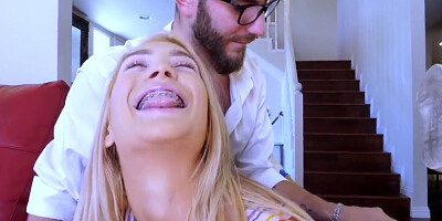 Anastasia Knight - Brace-face Teen 18+ Squeezes A Huge Cock Into