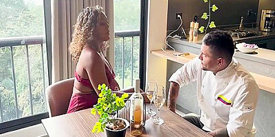 Curvy Hot Ebony Milf Its Planted For Her Date And Fuck The Chef Big Cock For Confort - Carla Morelli 15 Min