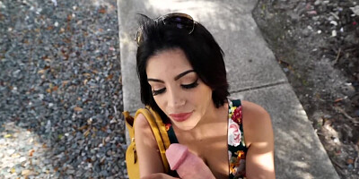 Arresting Latina with big tits flashes private parts for cash
