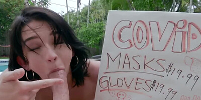 Teen masks seller loves being fucked from behind and in mouth