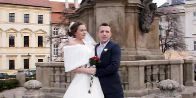 Slut in wedding dress gets it on before husband