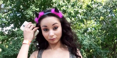 Czech girl fucked in the woods for money