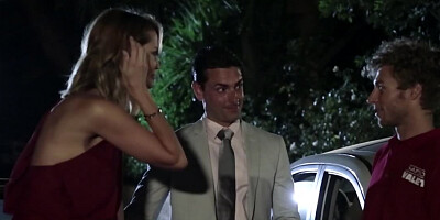 Horny couple tip valet with an intense outdoor threesome