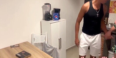 Found A Fan On The Stairs And Couldnt Resist And Gave Him Her Ass And He Came All Over My Little Mouth