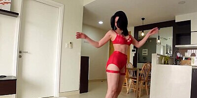 Vina Moon rides your cock like a dirty cowgirl after lingerie striptease