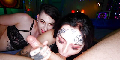 Energetic Lydia Black and Honey Milk's big tits smut