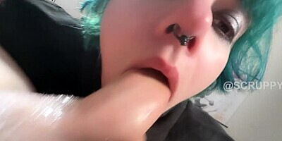 Emo Girl Uses Throat and Huge Tits to Milk Big Dick and Gets Facial