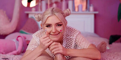 Blue- saw damsel with hefty titties, Eva Elfie enjoys to blow man-meat and slurp new spunk