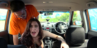 19 Year Old Brunette Learner Seduces Instructor In Car Sex Romp