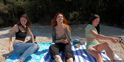 Nude Beach Day Picnic Frisbee Bubbles Oudoor Fun With Cheri Matty Rebeka Ruby