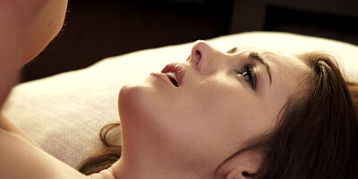 A skinny brunette is getting fucked and she is liking it a lot