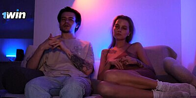 Watching a movie with a hot stepsister ended in a sloppy blowjob