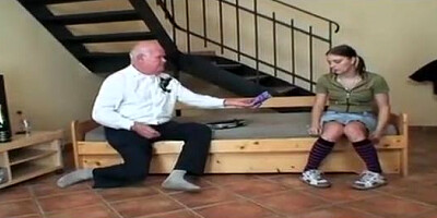 Ponytailed teenager dark-haired gave an extraordinaire dt to a insane grandfather and had hook-up with him