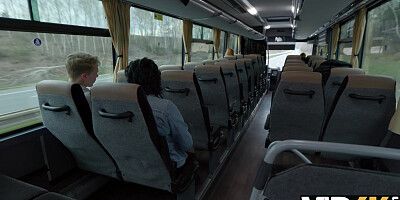 VIP4K. Pretty big titted lady is fucking in the bus