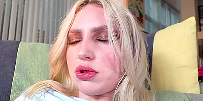 Britt Blair In Blonde Cock Teases And Serves Sloppy Blowjob