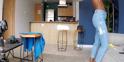 Steven Hard - Skinny Black Latina Didnt Expect An Anal Casting 10 Min