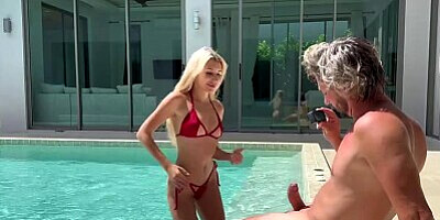 Crazy couple decided to have sex right by the pool & almost got caught by neighbors