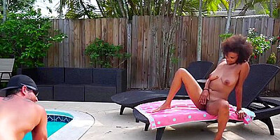 Alina Ali In Ebony Babe Seduces Pool Boy And Sucks His Big Cock