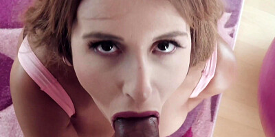 ...Myss Alessandra sucks big black cock and gets pounded on the floor...