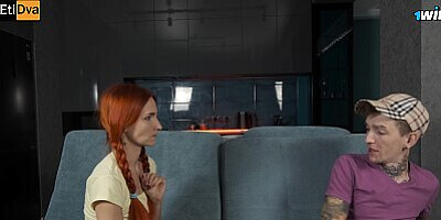 Russian Family, Redhead Stepdaughter and Mom Fuck Close Up