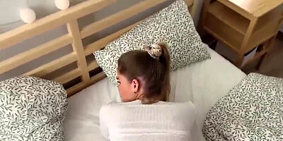 Roommate in sexy lingerie is going to make him beg for it