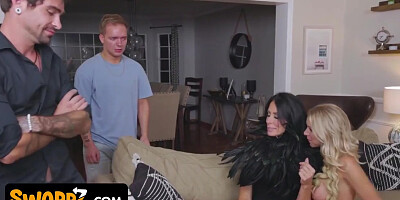 Busty Stepmoms Katie Morgan & Reagan Foxx Seduce Their Stepsons In A Taboo Halloween 4some