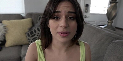 Aria Valencia sucks her stepbro and rides him in POV