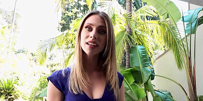 Skinny blonde MILF stripteases to get banged hard POV