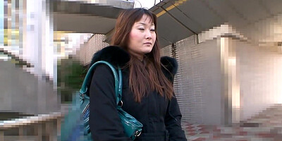 Old Japanese lady fucks hard dick while in the woods