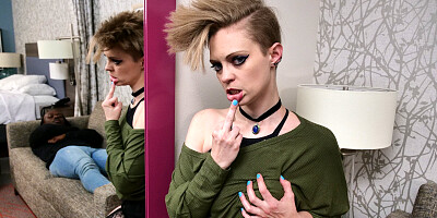 Short hair rocker girl goes berserker on that BBC