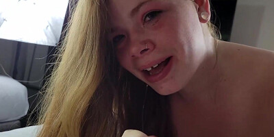 Blonde amateur grants her lover the most intense blowjob in his life