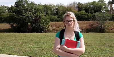 Cute girl in sexy glasses fucks a strange black dick