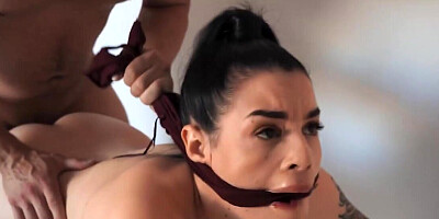 Brunette with a helplessly wet pussy gets banged in BDSMy way