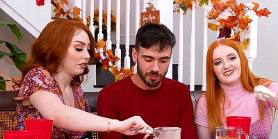 Awesome threesome with a lucky dude and two redheads