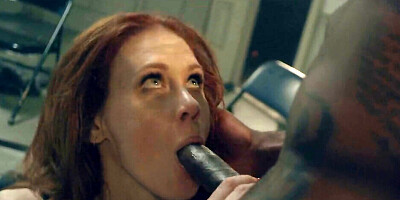 Redhead slut gets used rough in a dark interracial fuck