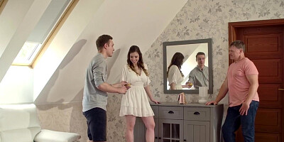 Stepdad punishing his stepson's slutty girlfriend